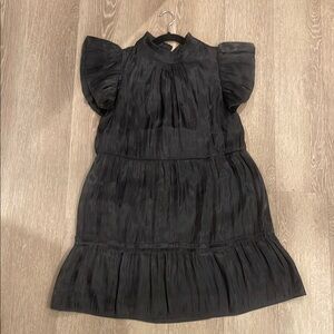 Black Mini Dress with Puff Sleeves and Mock Neck for Night Out